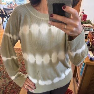 Tie-Dye Sweater in Olive and White